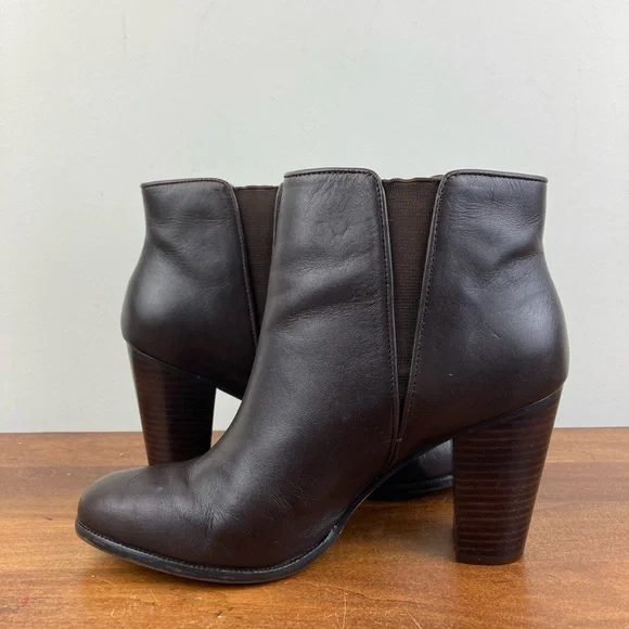 Ann Taylor Leather Ankle Bootie Brown Women’s Size 7M Pull On Boots Heeled. - Picture 8 of 13